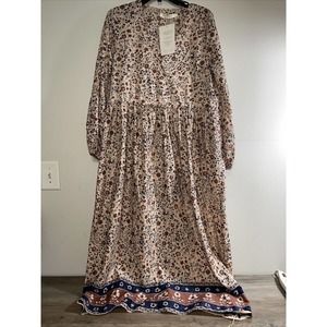 Christy Dawn The Willa Dress Sand Anemone Vine Print Women’s Large New With Tags